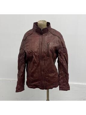 Vintage M.H. Club Oxblood Sheepskin Leather Cafe Racer Jacket